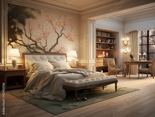 Interior design of modern elegant bedroom generative ai © tanjidvect