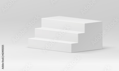 White 3d staircase steps pedestal basic foundation display ladder of success win celebrate vector