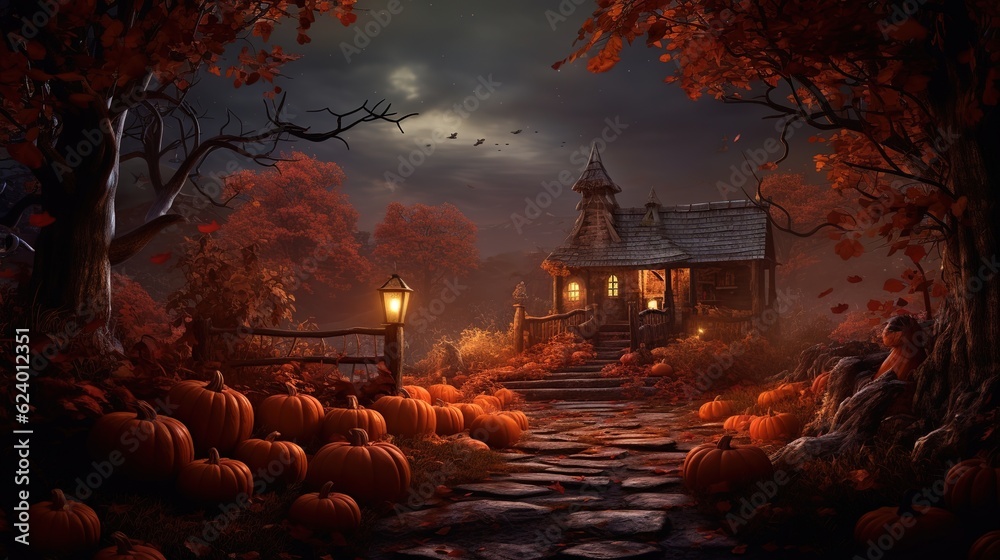 Beautiful Autumn cartoon landscape illustrations,AI generated. Beautiful Autumn cartoon landscape illustrations,AI generated.
