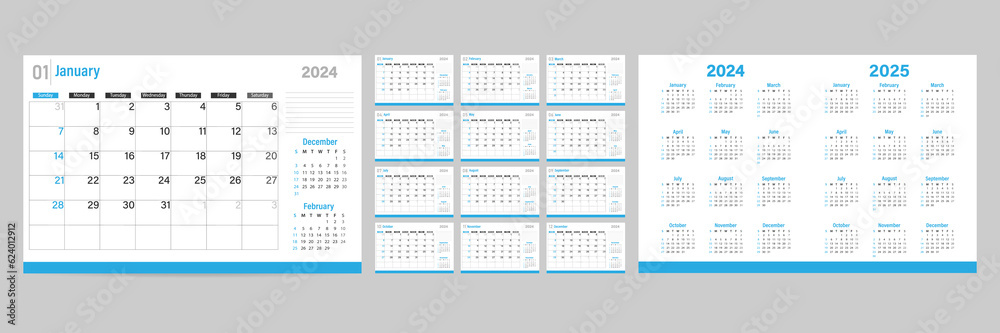 Calendar template for the month for 2024. The week starts on Sunday. Wall calendar in a minimalist style. Calendar template for the month for 2024. The week starts on Sunday. Wall calendar in a minimalist style.
