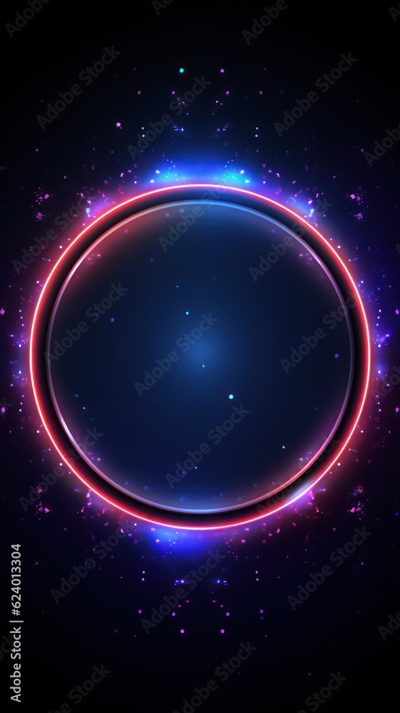 Obraz premium Glowing neon frame on dark background