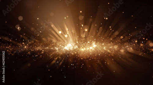 abstract golden background with bokeh defocused lights and stars.Generative AI