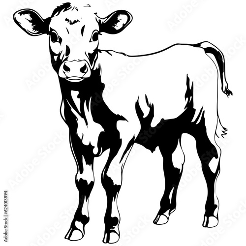 Cow head pixel perfect linear icon. Animal concept