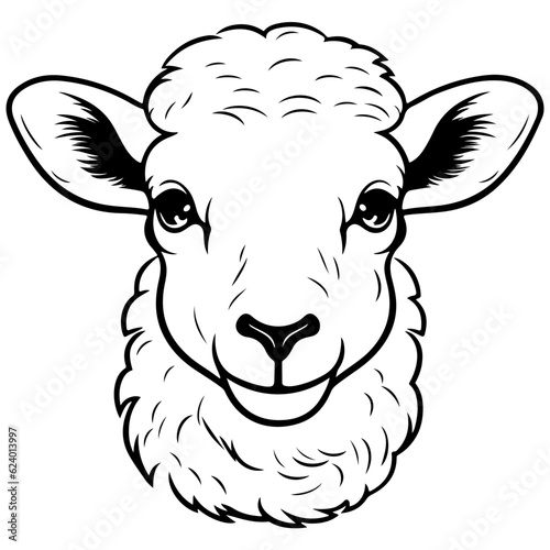 Sheep head pixel perfect linear icon. Animal concept