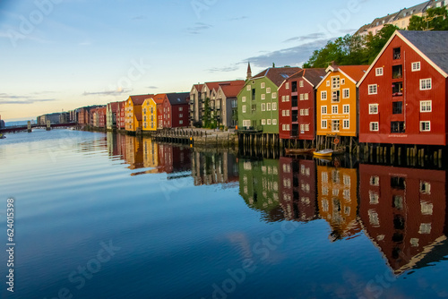 colorful houses Trondheim Norway traveling photo