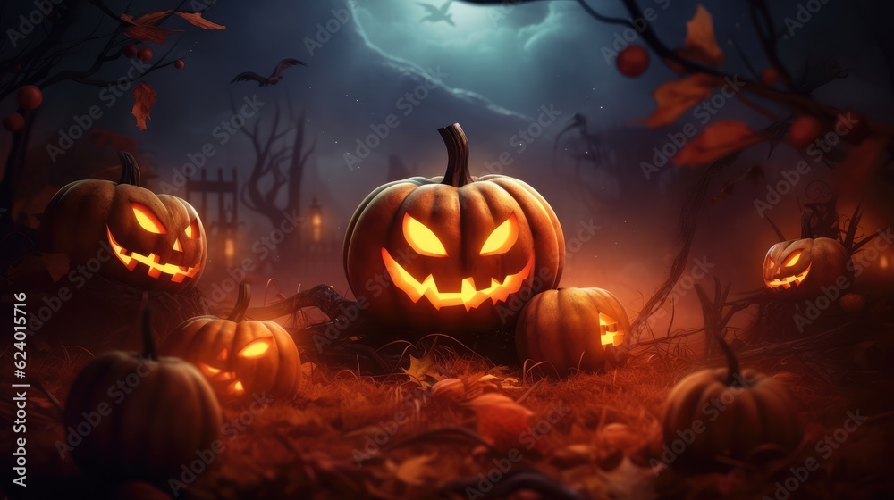 Halloween promo banner background Created With Generative AI Technology Halloween promo banner background Created With Generative AI Technology