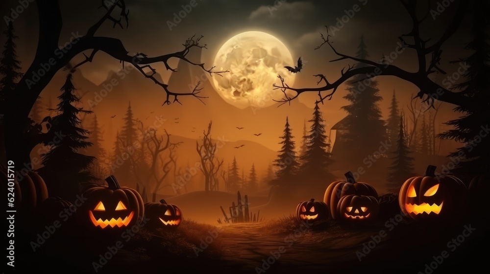 Halloween promo banner background Created With Generative AI Technology
