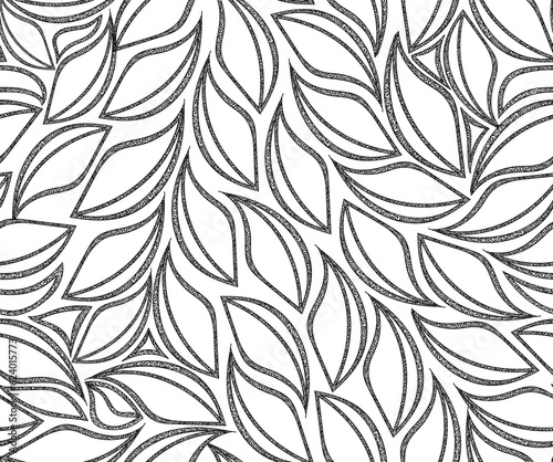 Beautiful floral abstract vector seamless pattern with hand drawn ornamental leaves 