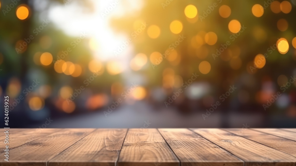 close up view of the Empty table and the blurry background Created With Generative AI Technology close up view of the Empty table and the blurry background Created With Generative AI Technology