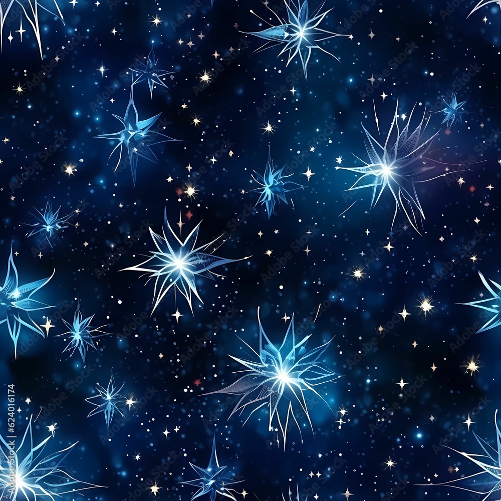 Blue Seamless boho pattern with siny stars on black background AI Generative suitable for wallpaper or other print media Blue Seamless boho pattern with siny stars on black background AI Generative suitable for wallpaper or other print media