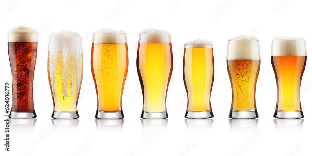 Set of beer glasses isolated on white background Set of beer glasses isolated on white background