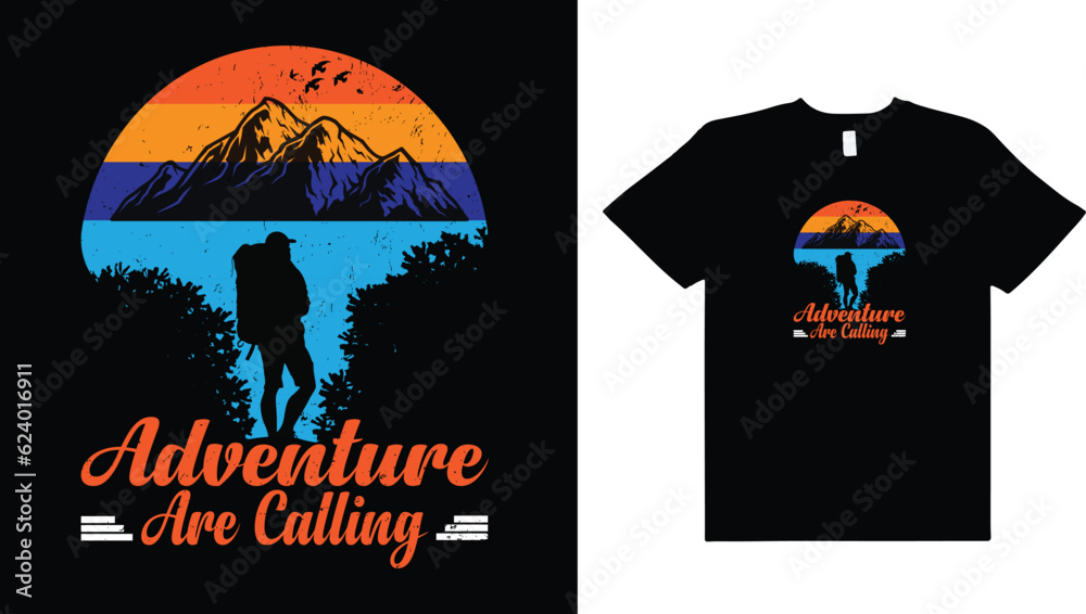 camping ,adventure nature vintage t-shirt design,Camping is Calling  and i must go,Hiking,mountain,camping t-shirt design.
