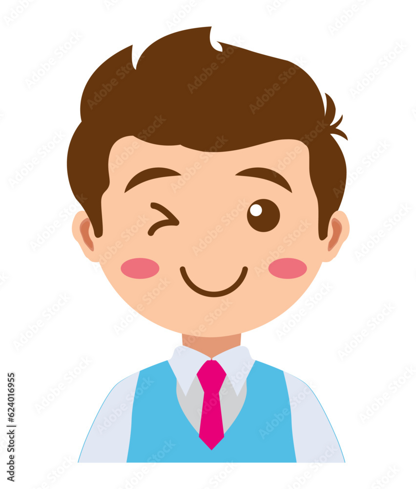 Cute Kawaii Boy Emotions Vector, Elements and Symbol
