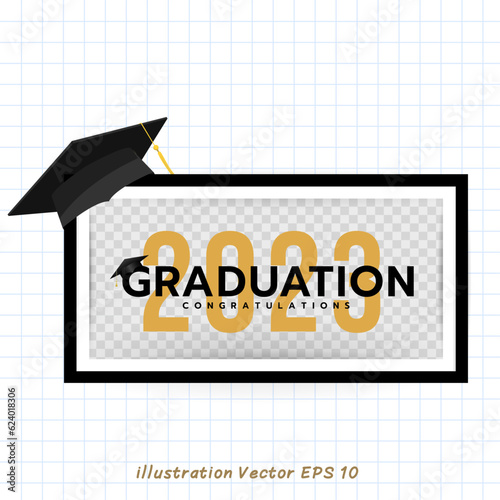 Graduation 2023 on checkered paper,Flat Modern design ,Vector illustration EPS 10