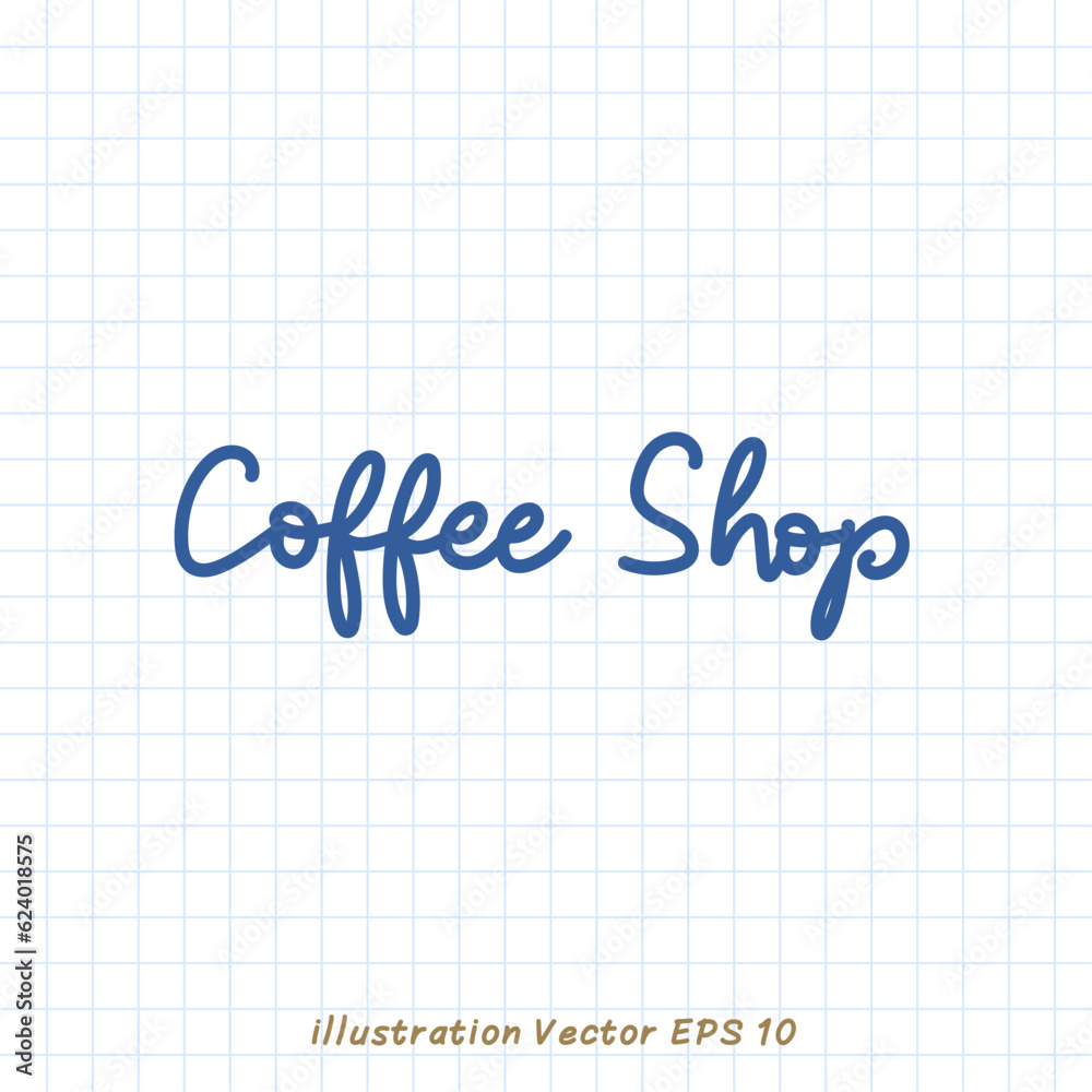 Coffee shop handwriting on checkered paper,Flat Modern design ,Vector illustration EPS 10 Coffee shop handwriting on checkered paper,Flat Modern design ,Vector illustration EPS 10