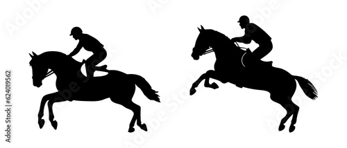 Horseback rider silhouette black filled vector Illustration