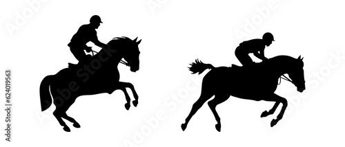 Horseback rider silhouette black filled vector Illustration