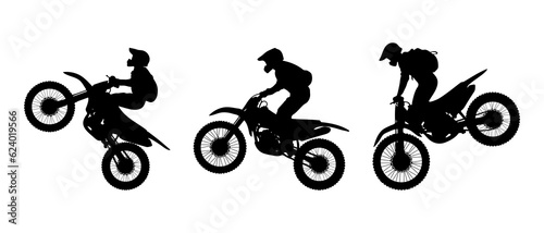 Motocross rider silhouette black filled vector Illustration