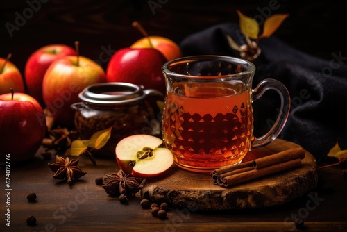 Wallpaper Mural Lemon tea with spices on wooden background,AI Generated Torontodigital.ca