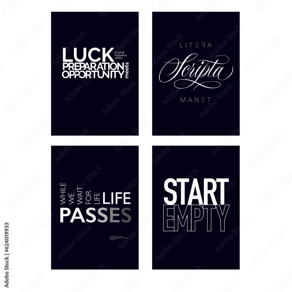 Collection of typographic posters with inspirational quotes