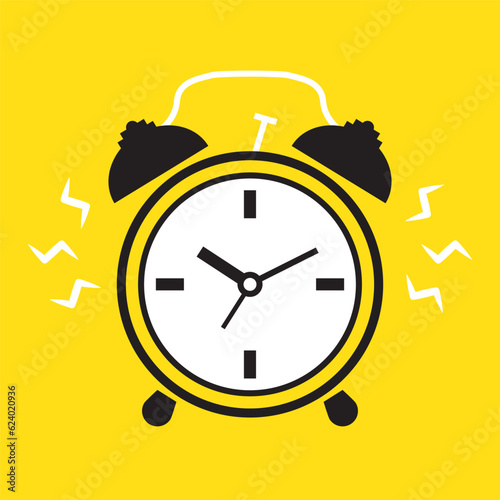 time alarm clock diagram yellow crtoon style icon isolated vector illustration