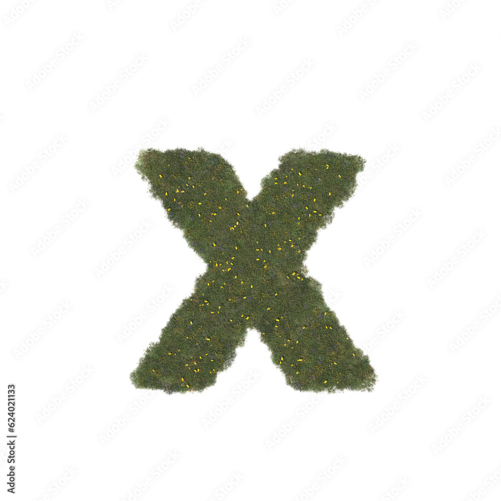 alphabet, letter, grass shape letter,  x