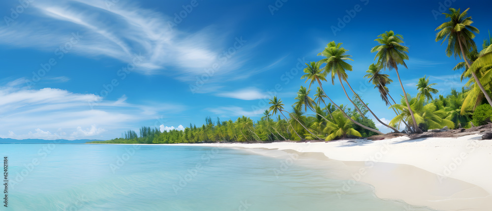 Tropical Paradise: White Sands and Coco Palms Panorama Tropical Paradise: White Sands and Coco Palms Panorama