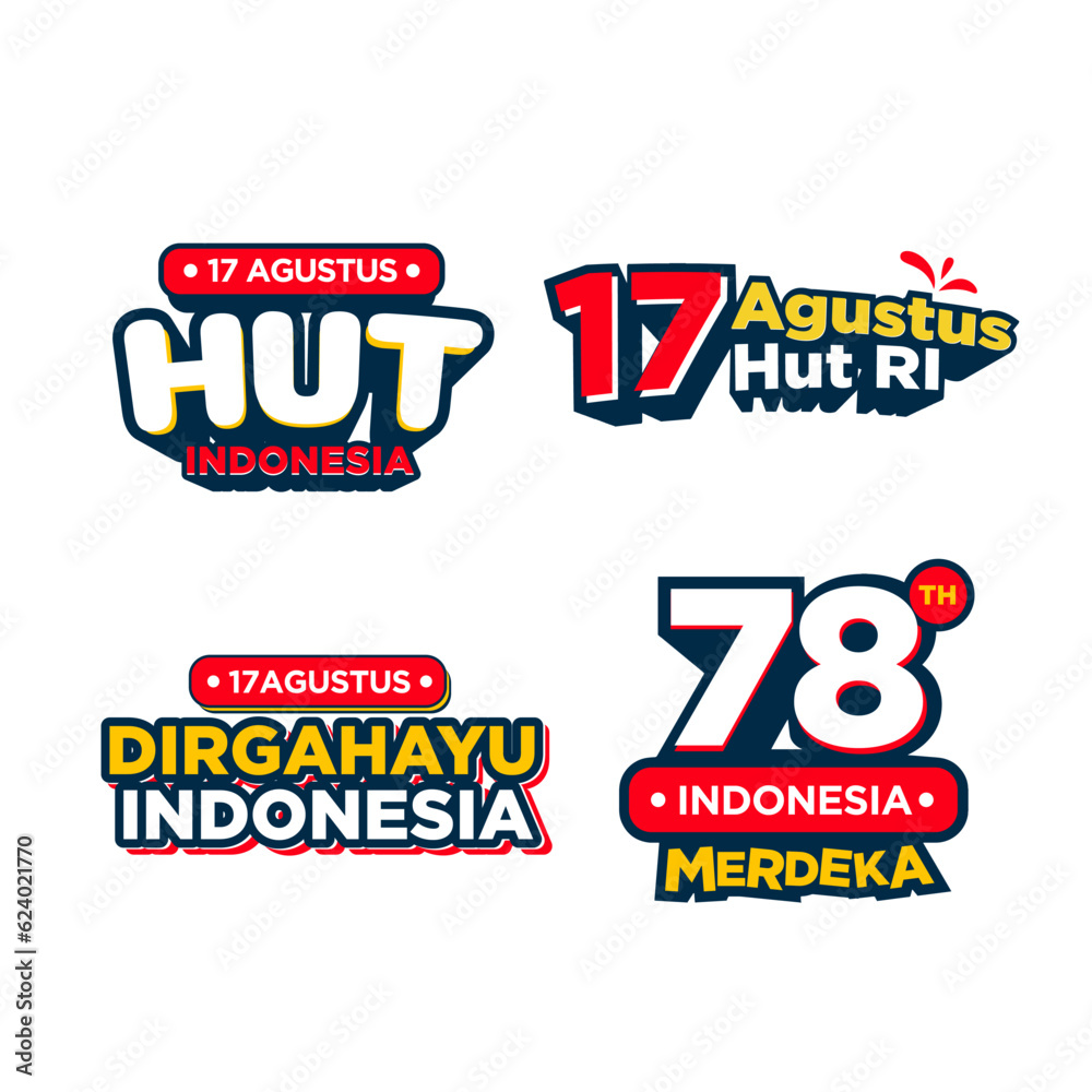 Fototapeta premium Indonesia independence day sticker logo