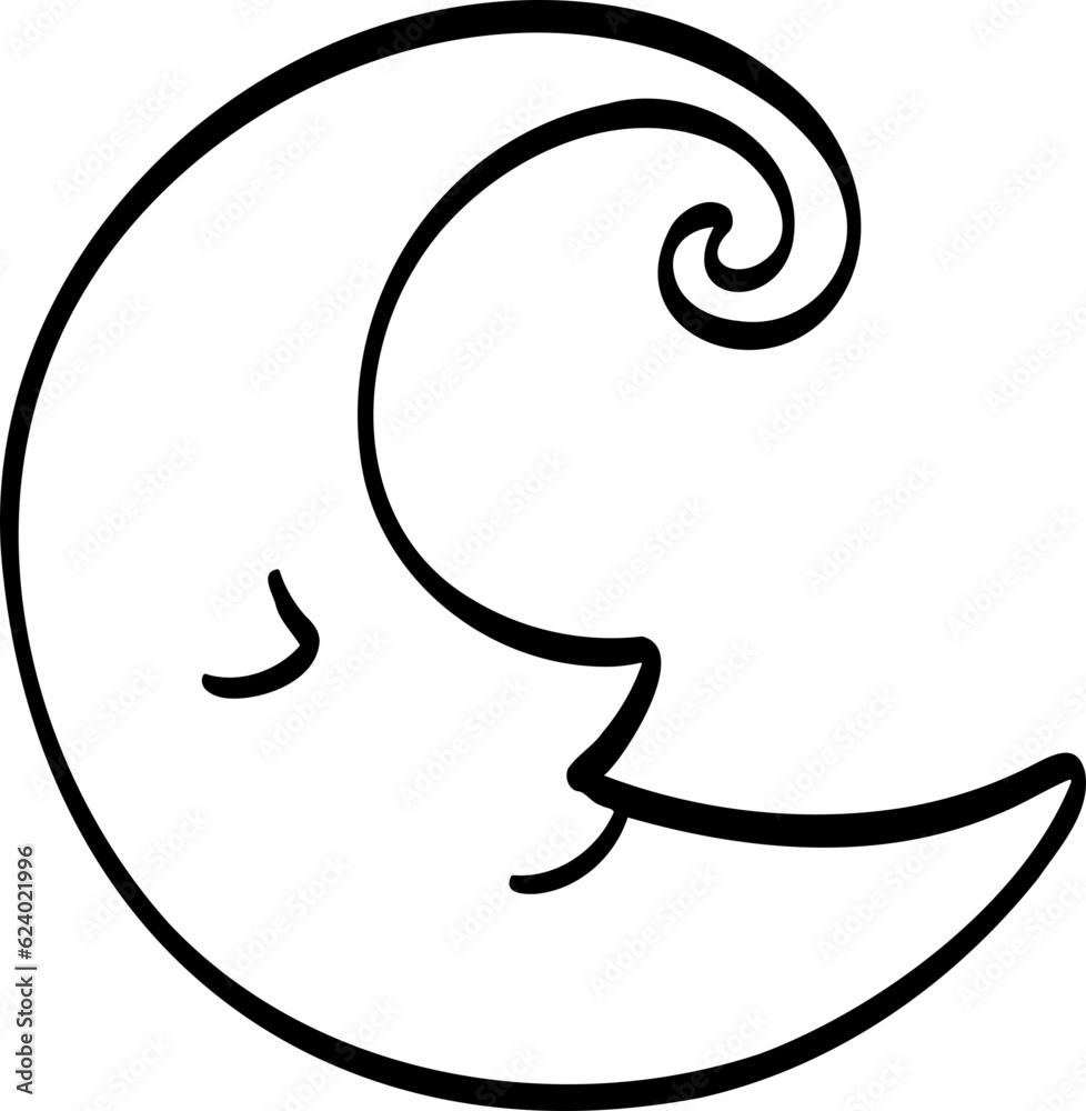 hand drawn abstract Moon illustration.