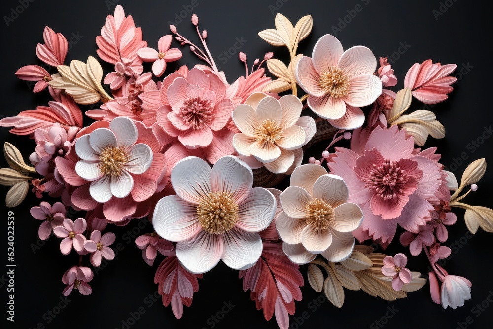 3d Pink Flower Clipart, 3d Pink Flower Sublimation Clipart, Pink Flowers, Generated by AI 3d Pink Flower Clipart, 3d Pink Flower Sublimation Clipart, Pink Flowers, Generated by AI