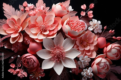 3d Pink Flower Clipart, 3d Pink Flower Sublimation Clipart, Pink Flowers, Generated by AI