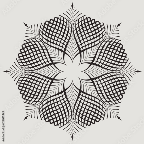Circular pattern. Mandala. Round linear vector ornament.