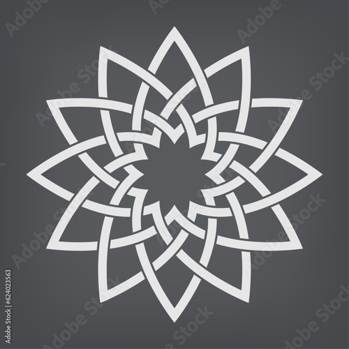 Circular pattern in arabesque style.Twelve-pointed star. Mandala. Lotus.