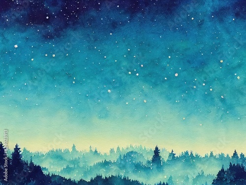 森の上の美しい星空_1　Generative AI