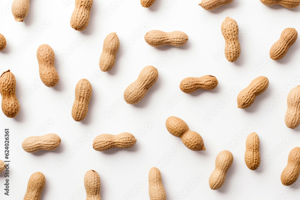 whole peanuts pattern on white background, AI generated whole peanuts pattern on white background, AI generated