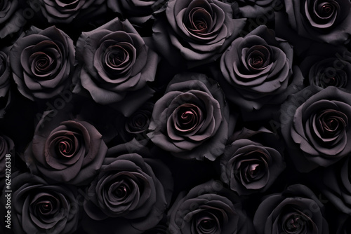 black rose close up texture pattern for Halloween or goth wedding , AI generated