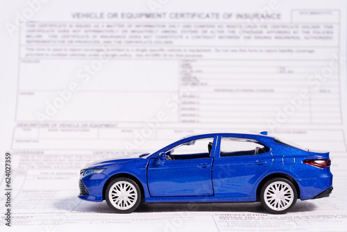 car on vehicle insurance policy certificate, financial protection to automobile