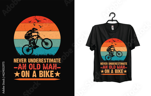 never underestimate an old man with a motorcycle illustration vector mountain bike t shirt