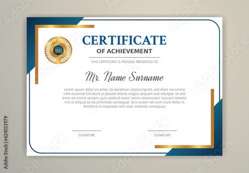 Vector modern certificate of achievement and appreciation template design