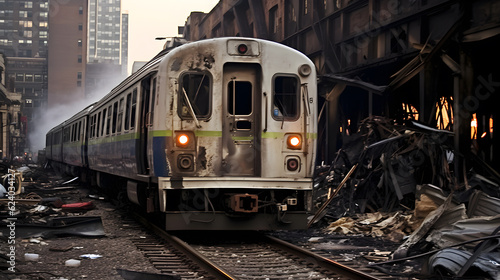 Old abaddon train on the station photo