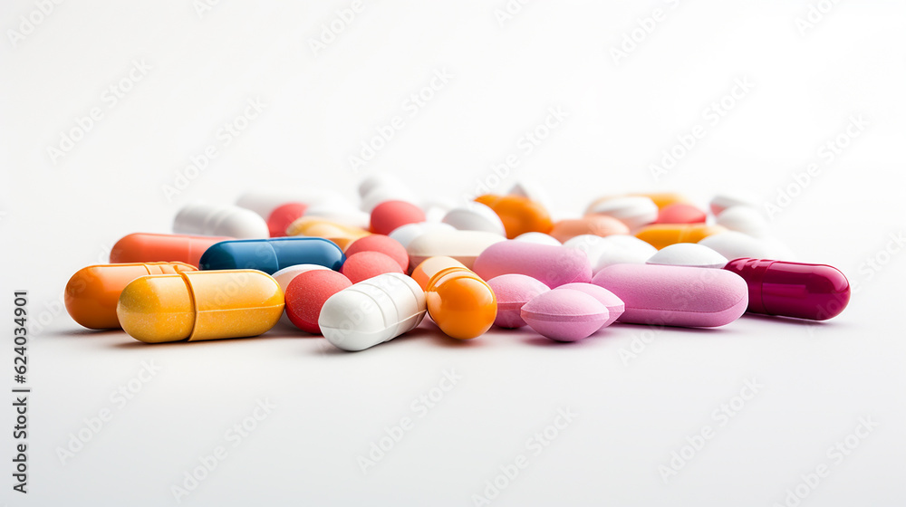 Collection of Pills Isolated on White Background - High-Quality Photo Collection of Pills Isolated on White Background - High-Quality Photo