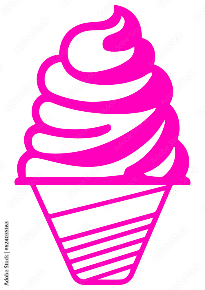 Vector Illustration of a Pink Cone Ice Cream Vector Illustration of a Pink Cone Ice Cream