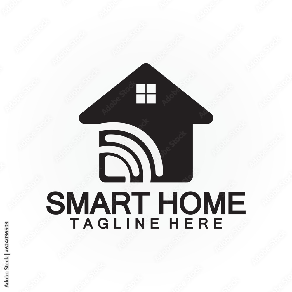 Smart Home Tech  signal wifi wireless Logo Vector design template