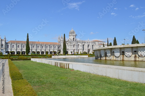 Portugal, Lisbon, 04.09.2015: The Jerónimos Monastery is one of the most prominent examples of the late Portuguese Gothic Manueline style of architecture in Lisbon.  photo