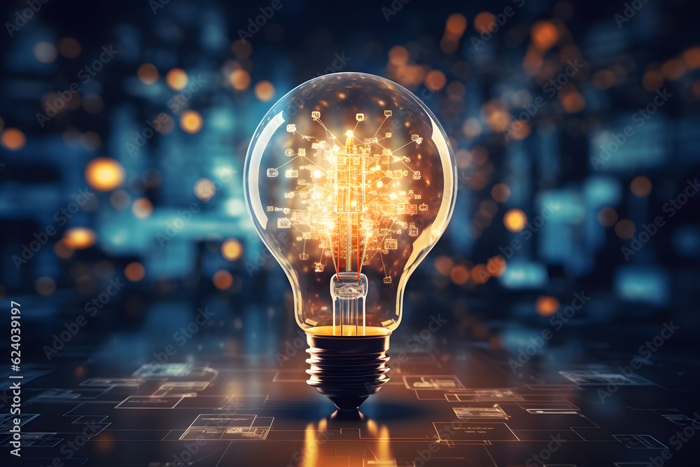 glowing technology bulb glowing technology bulb
