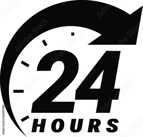 24 hours order execution or delivery service icons. commercial support. Vector illustration