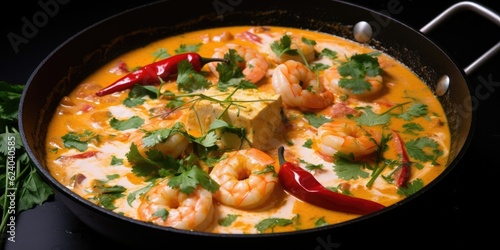 Delight in the Simmering Moqueca Fish Stew - Watch as it Cooks to Perfection on the Stove Top - Experience the Aromas and Flavors - A Dish that Embodies the Spirit Generative AI Digital Illustration