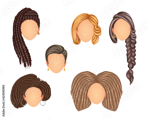 Set of beautiful hair style