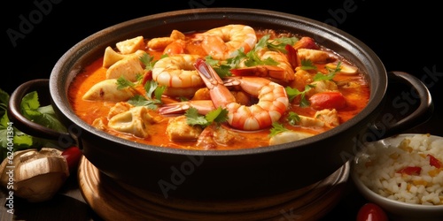 Captivating Moqueca Capixaba - A Delightful Clay Pot Dish - Experience the Flavors of Brazil - A Taste of Tradition and Seafood Bliss - Dive into the Richness of B Generative AI Digital Illustration