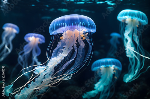 Luminescent jellyfish in the ocean